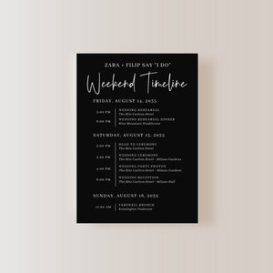 Minimalist Wedding Weekend Editable Digital Schedule, Itinerary Template, Schedule Minimalist Wedding Party Weekend, Printable, phone EMELIA