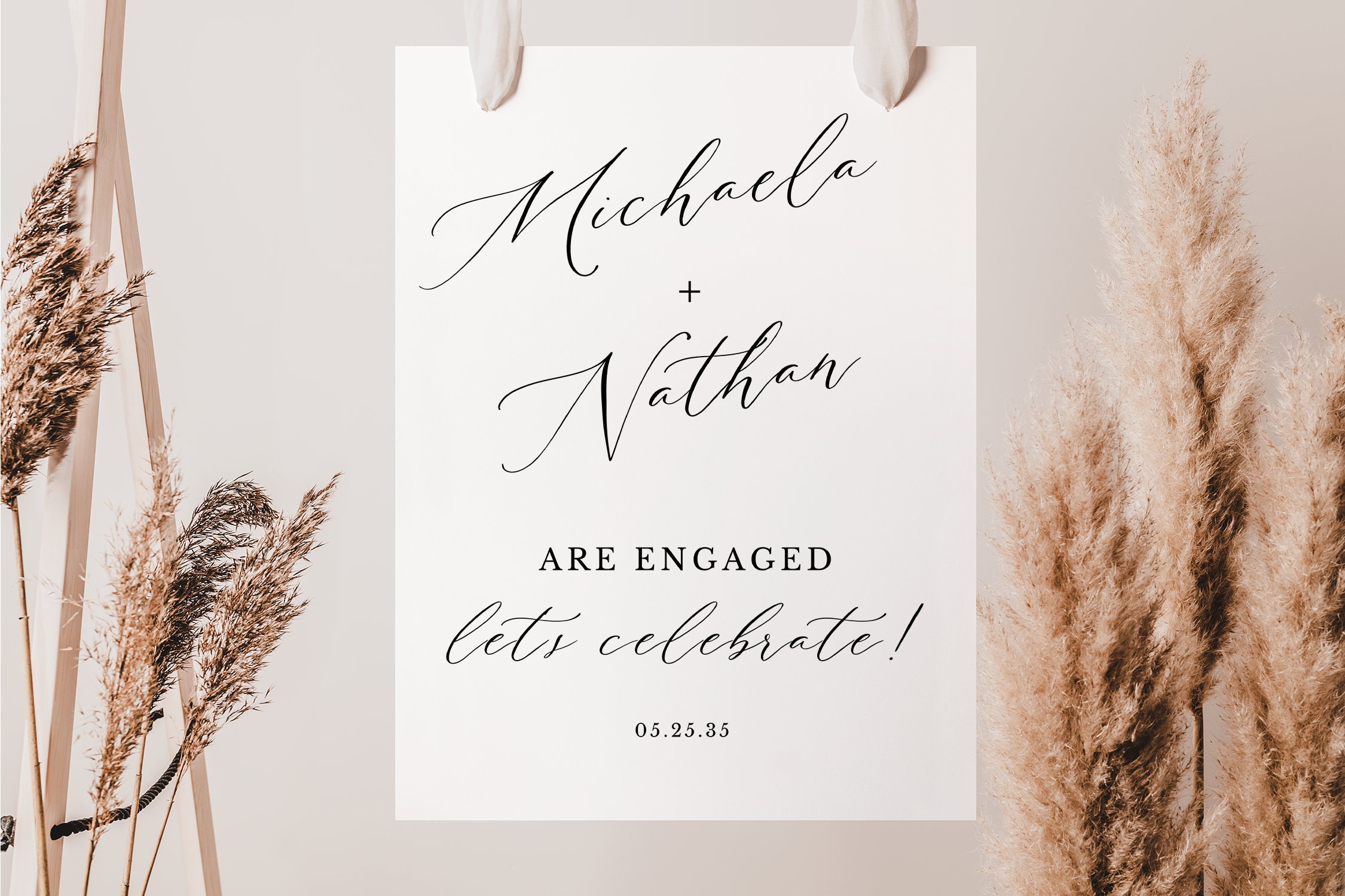 Engagement Party Sign, Cursive, Modern Engagement Party Welcome Sign ...