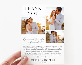 Photo Thank You Card Template, Minimalist Wedding Thank You Card, Wedding Thank You Card, Modern Wedding Thank You, Editable | V2 EMELIA