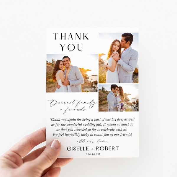 Photo Thank You Card Template, Minimalist Wedding Thank You Card, Wedding Thank You Card, Modern Wedding Thank You, Editable | V2 EMELIA