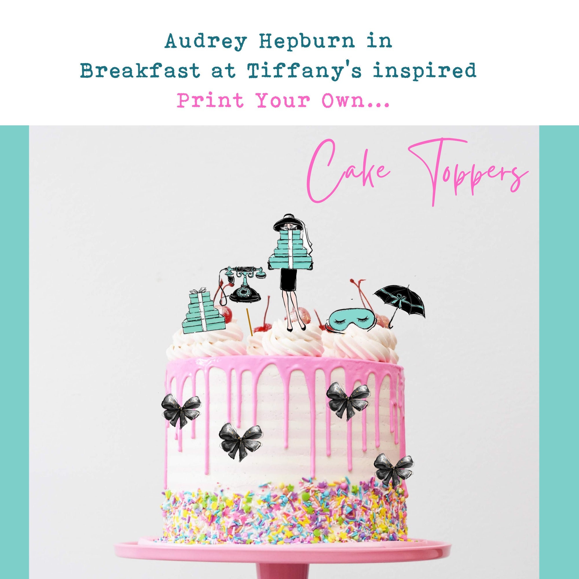 Breakfast at Tiffany's Cake Toppers PRINTABLE Party Etsy UK
