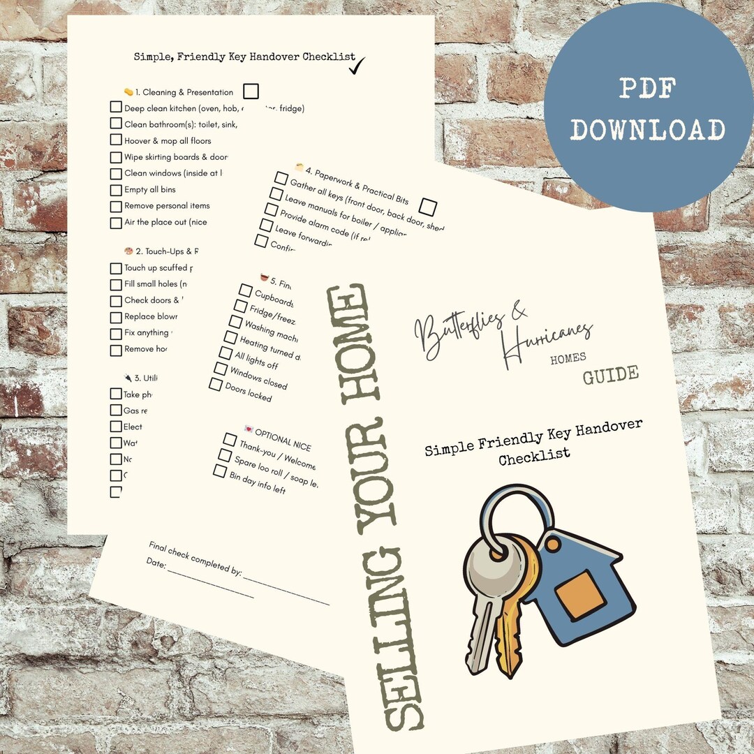 Home Sale Key Handover Checklist | Printable Moving Out Checklist ...