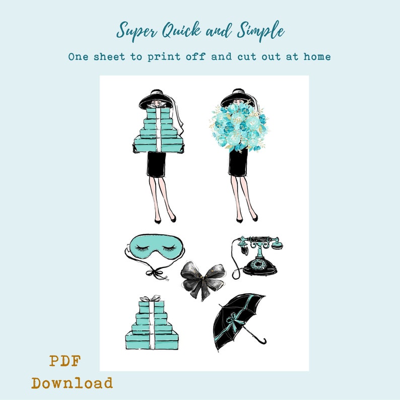 Breakfast at Tiffany's Cake Toppers PRINTABLE Party Etsy UK
