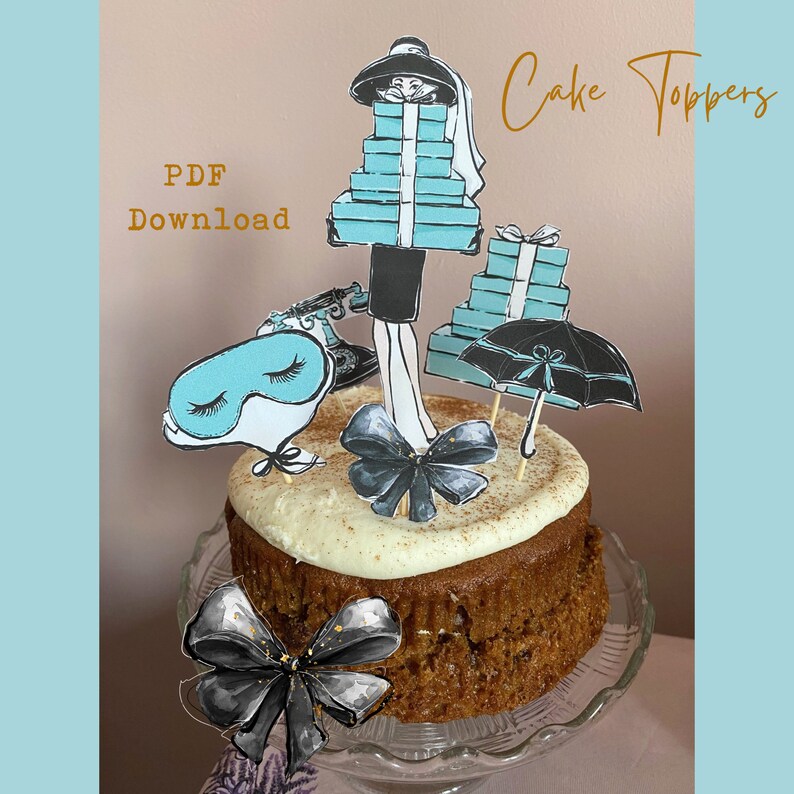 Breakfast at Tiffany's Cake Toppers PRINTABLE Party Etsy UK