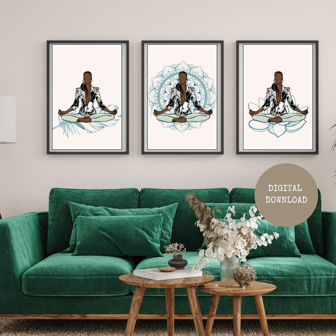 Yoga Meditation Wall Art Trio, Printable Yoga Art, Yogi Fashionista ...