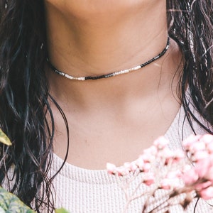 Black Seed Bead Choker: Gothic Grunge Necklace, Alternative Jewelry