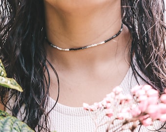 Gargantilla de cuentas negras: collar gótico grunge, joyería alternativa
