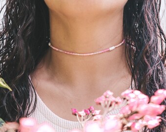 Hot Pink Necklace, Gifts for Her Christmas, Preppy Necklace, Pastel Choker, Valentines Gifts, Pink Necklace, Handmade Jewelry, Boho Style