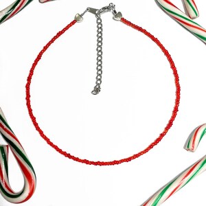 Red Bead Necklace, Preppy Jewelry, Collar Choker, Galentines Day Gift, Ruby Necklace, Black Friday, Made in USA, Love Necklace, Heart Beads