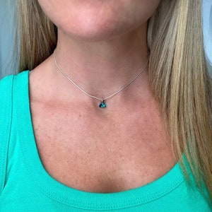 Iridescent Sterling Silver Choker, Mother&#39;s Day Gifts, Crystal Choker, Silver Jewelry, Silver Chain, Anniversary Gift, Triangle Jewelry