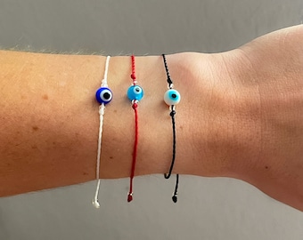 Minimalist Evil Eye Bracelet: Adjustable Protection Jewelry