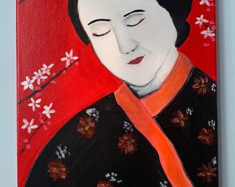 Geisha - 30 x 40cm acrylic paint - I love this one and really enjoyed painting her.