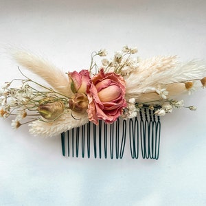 Dried flower Hair comb - Rose