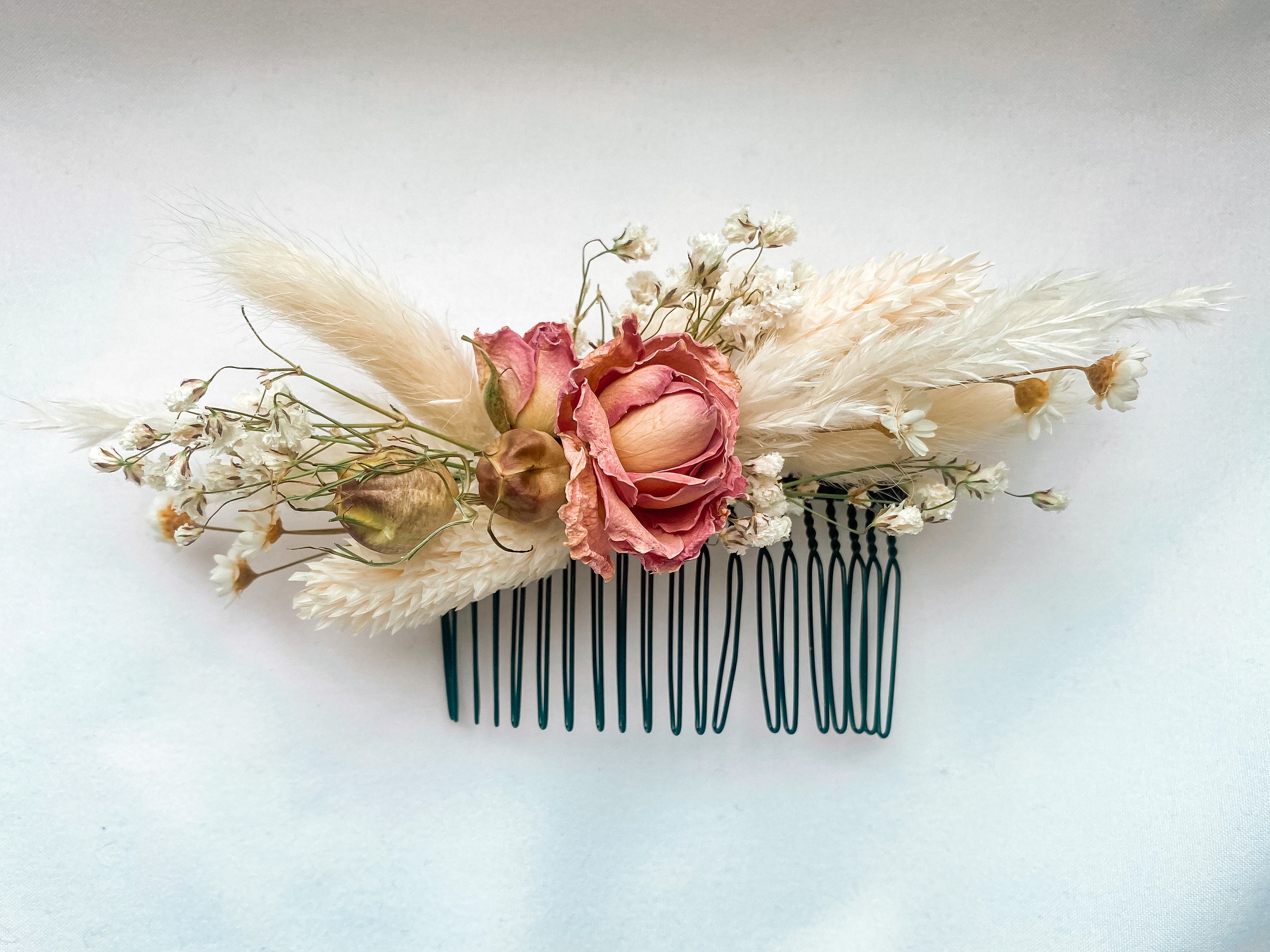 Dried flower Hair comb Rose Etsy