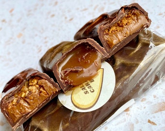 3 x Filled Bars - Biscoff Lotus Biscuit, Ferrero Roche, Salted Caramel Chocolate Bar Vegan Handmade Artisan