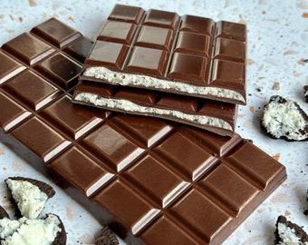 Vegan Cookies and Cream Oreo Filled Handmade Artisan Chocolate Bar