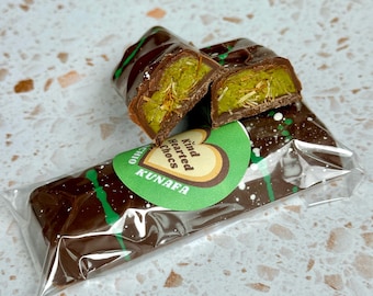 Viral TikTok Vegan Pistachio Kunafa Chocolate Bar Handmade Artisan Kataifi Award Winning Chocolatier