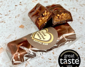 Vegan Ferrero Roche Filled Chocolate Bar Handmade Artisan Caramelised Hazelnut