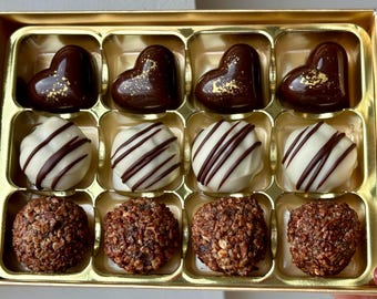 Vegan Ferrero, Caramel & Cappuccino Chocolate Truffles - Selection Box Handmade Artisan Dairy Free