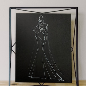 Custom Bridal Fashion Illustration (white ink)