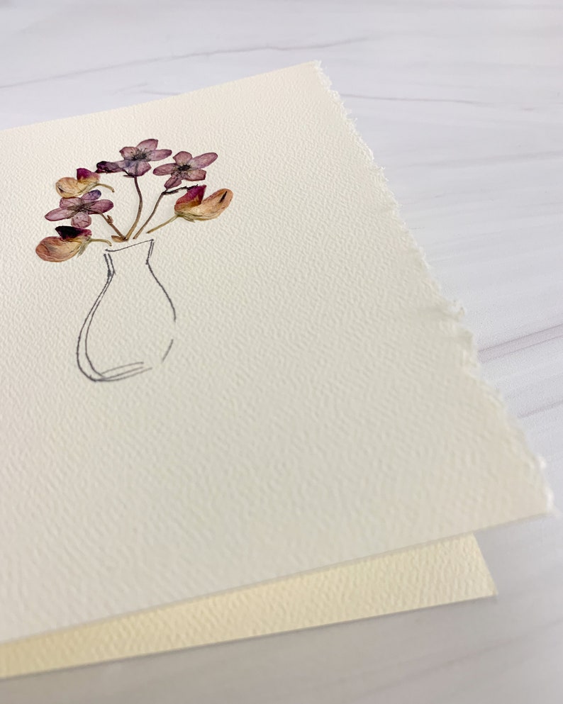 Handmade Real Pressed Flower and Ink Greeting Cards - Etsy