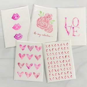 Handgemalte Valentinstagskarten / Aquarellkarten / Liebeskarten / Einzeln verkaufte Valentinstagskarten