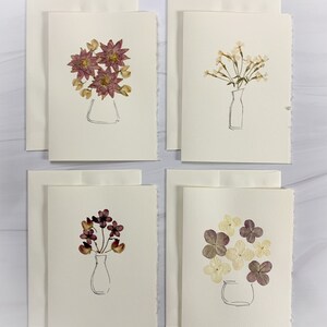 Handmade Real Pressed Flower and Ink Greeting Cards