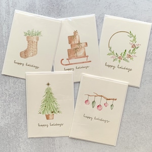 Handgeschilderde kerstkaart met Boho-thema, gevarieerd pakket