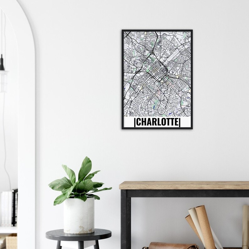 Charlottecity Map Charlotte City Map Poster Charlotte Map Etsy