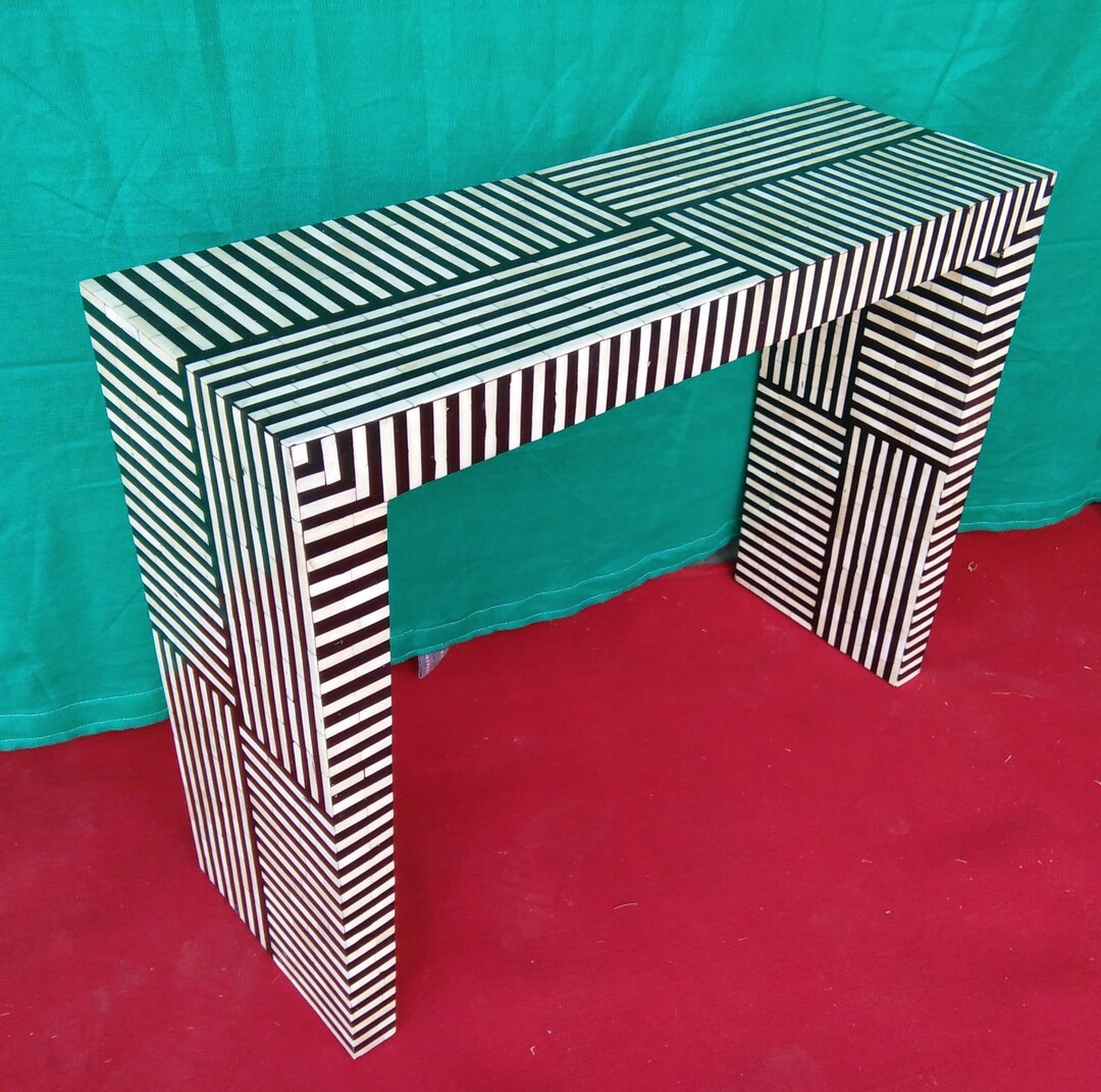 CONSOLE DESK SIDETABLE/ Zebra Console Bone Inlay Desk Side Etsy