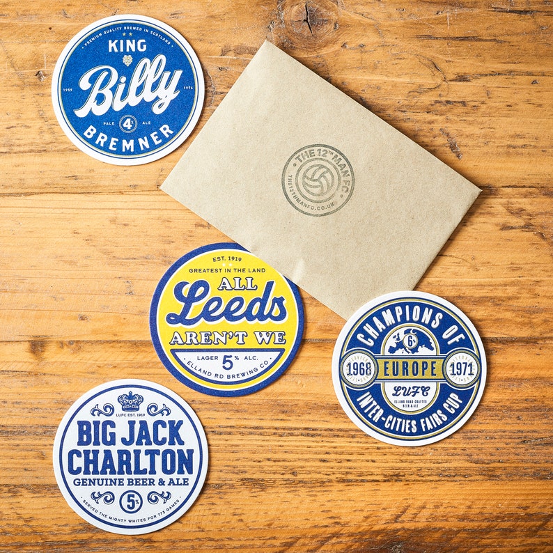 12 Leeds United Football Beer Mat Coasters A Great Gift or Etsy