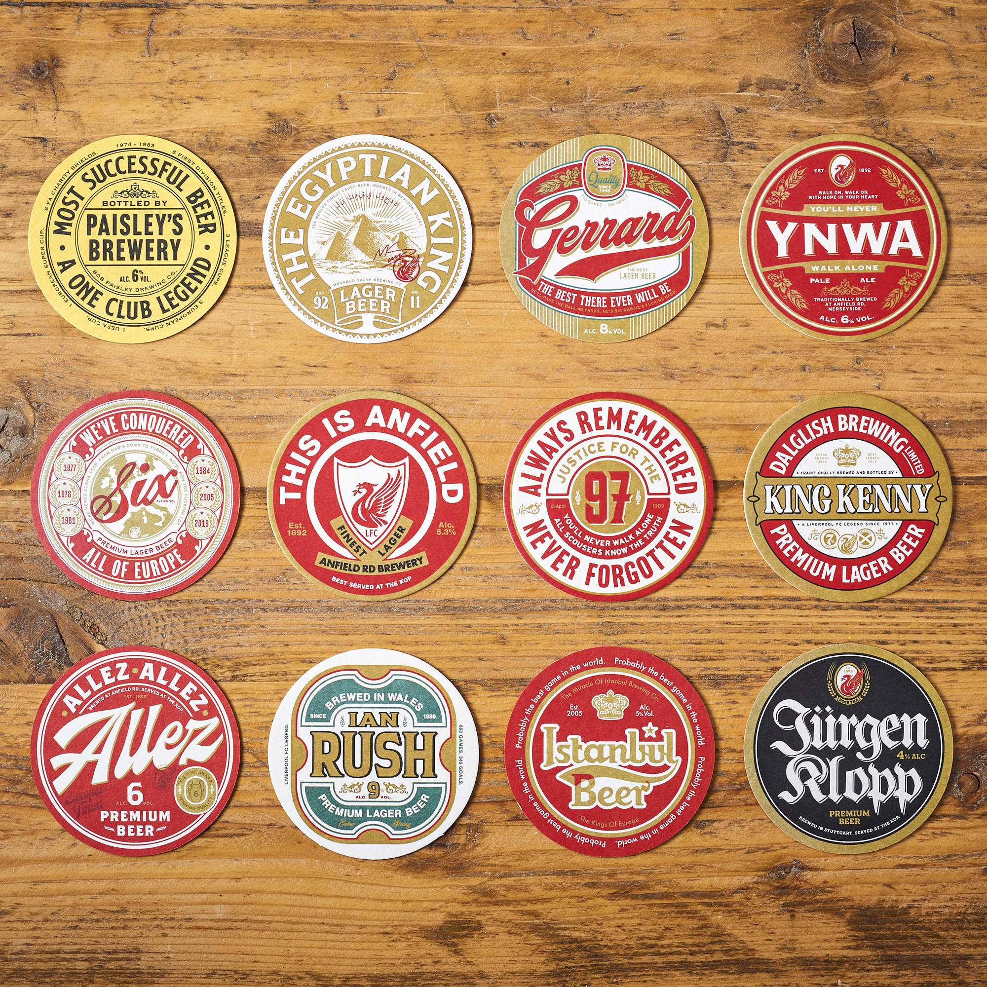 Liverpool Coaster Beer Mats Set Of 12 Football Fan Gift & Present Beer Coasters 