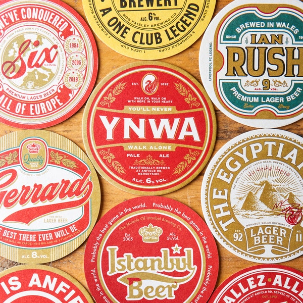 12 Liverpool Football Beer Mat Coasters - A Great Gift or Present For Any Liverpool Fan