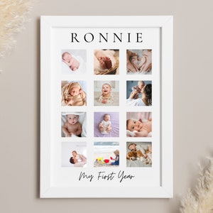 Personalized Baby First Year Photo Print: Keepsake Nursery Decor