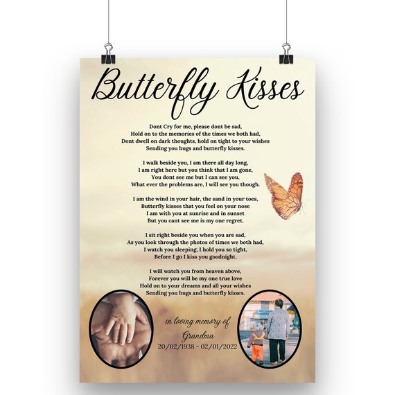 Butterfly Kisses Poem Memorial Poem Memorial Gift Etsy UK