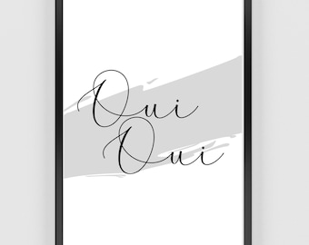 Lámina decorativa francesa divertida "Oui Oui" (Tarjeta brillante)