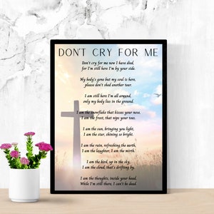 Funeral Poem Don't Cry For Me Memorial Funeral | Etsy