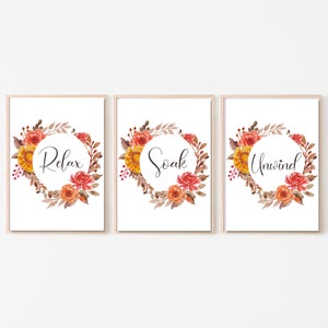 Bathroom Prints Set Of 3 Bathroom Autumn Decor 2022 Relax Soak Style 1