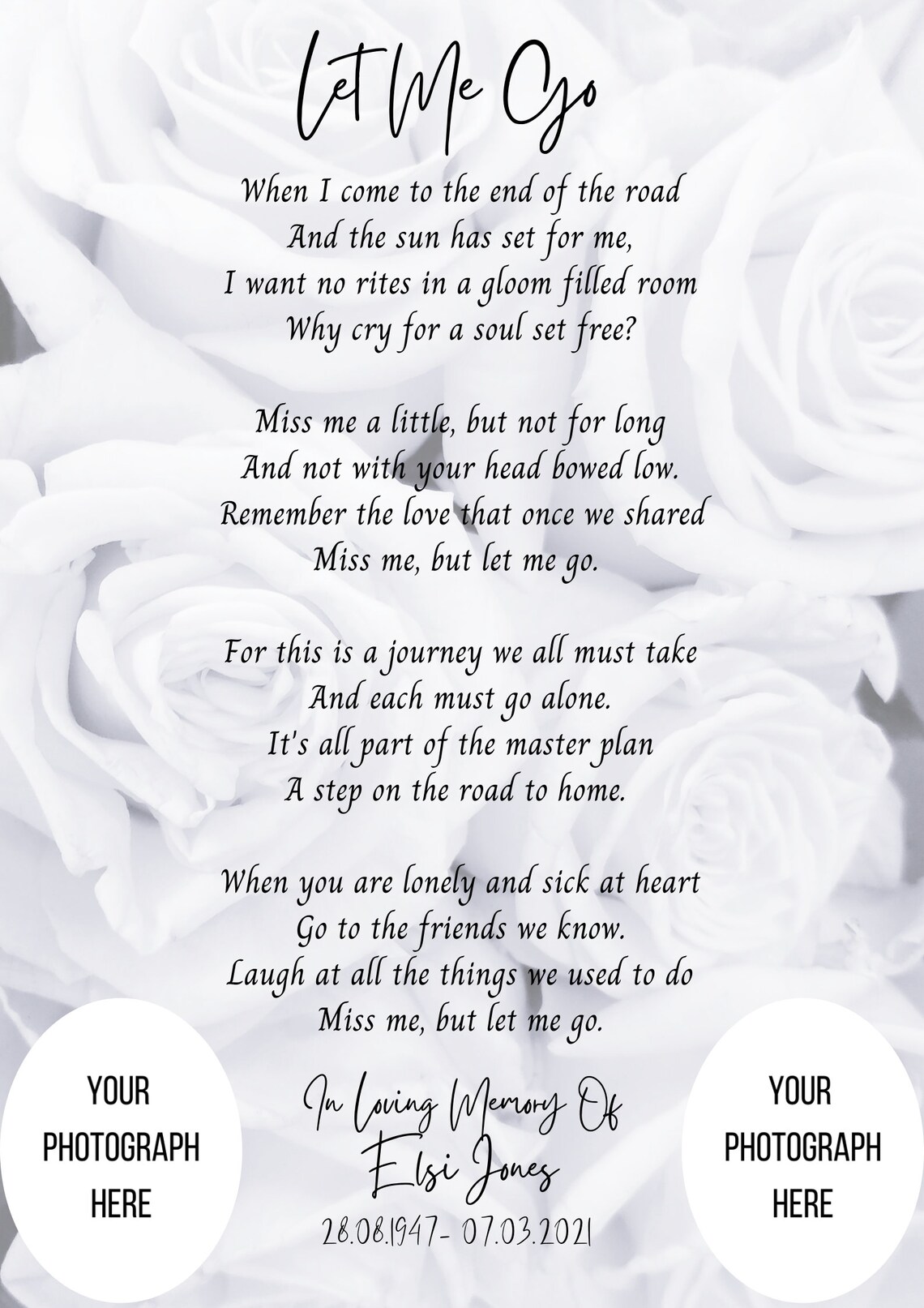Let Me Go Poem Memorial Gift Funeral Poem Loved One Etsy