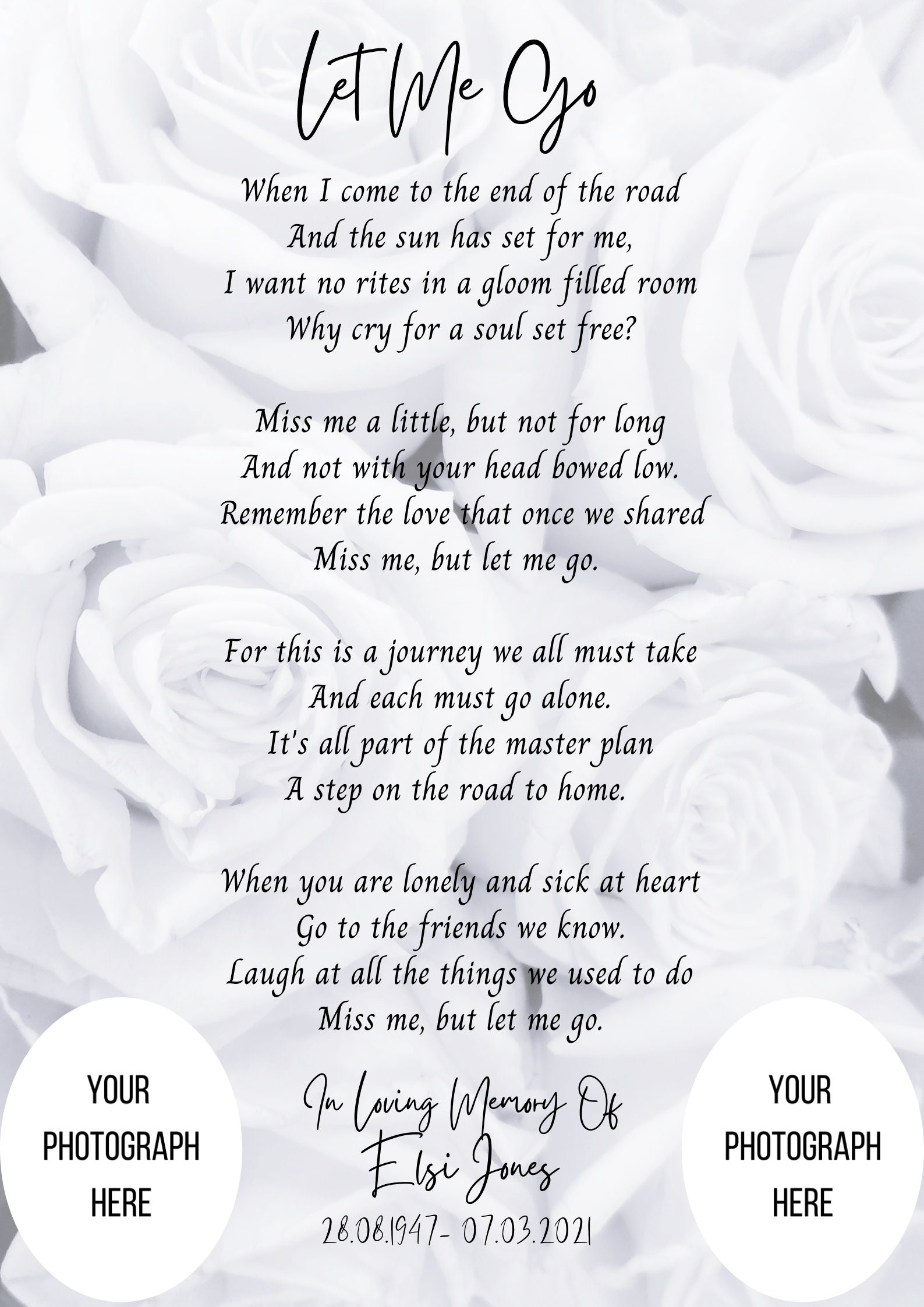 Let Me Go Poem Memorial Gift Funeral Poem Loved One | Etsy