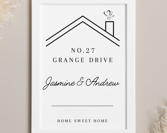 New Home Gift | Housewarming Gift | New Home Decor | New Home | First House Gift | New Home Owner | Custom Print | Black and White Decor