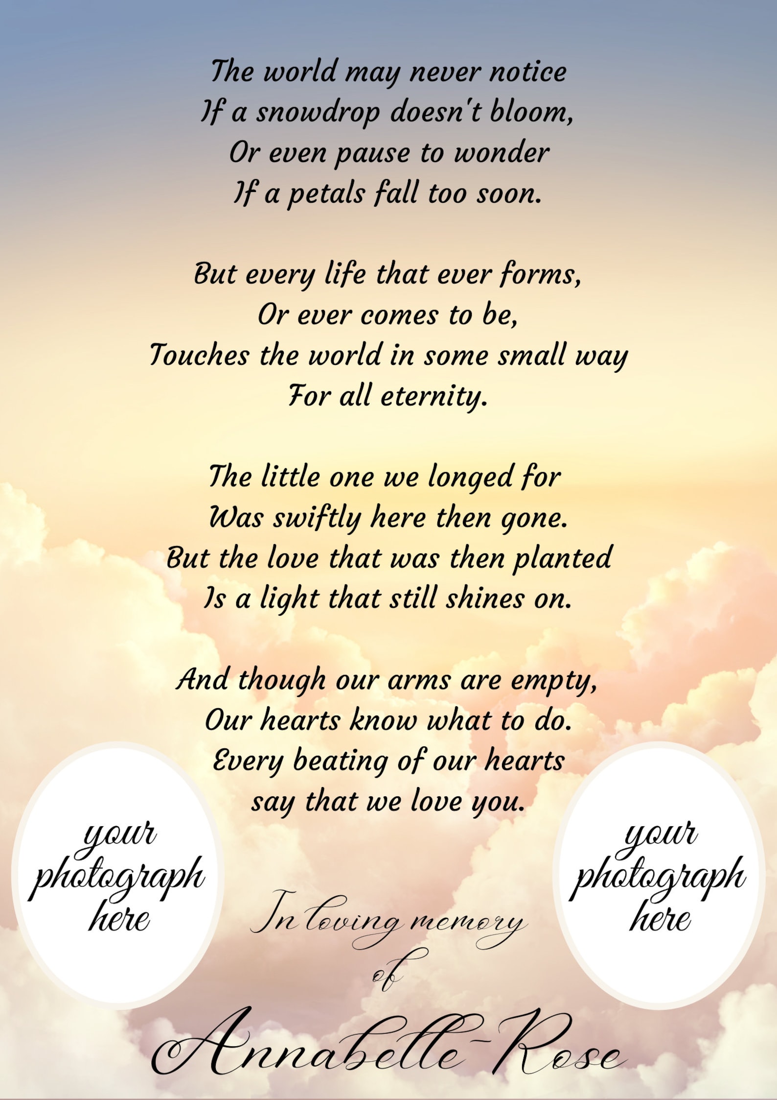 Baby Loss Baby Loss Poem Baby Loss Gift Miscarriage Gift Etsy