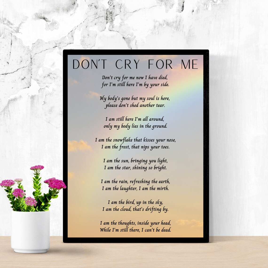 Funeral Poem Don't Cry For Me Memorial Funeral | Etsy