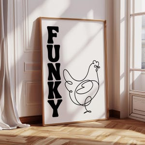 Funky Chicken Print: Quirky Home Decor, Glossy Card