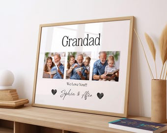 Personalised Grandad Photo Print, custom photo gift from grandchildren for birthday, Christmas or Fathers Day