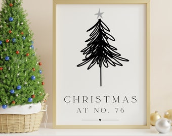 Christmas Print | Christmas Decor | Winter Decor | Christmas At Number... | Christmas Tree Decor | Minimalist Christmas | Black and White