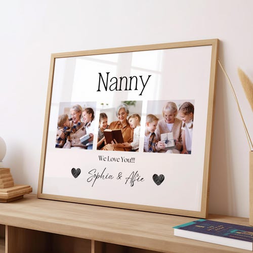 Cadeau photo personnalisé pour grand-mère : nom personnalisé imprimé (sans cadre)