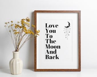 Stampa "Ti amo fino alla luna e ritorno": decorazione per la casa lucida