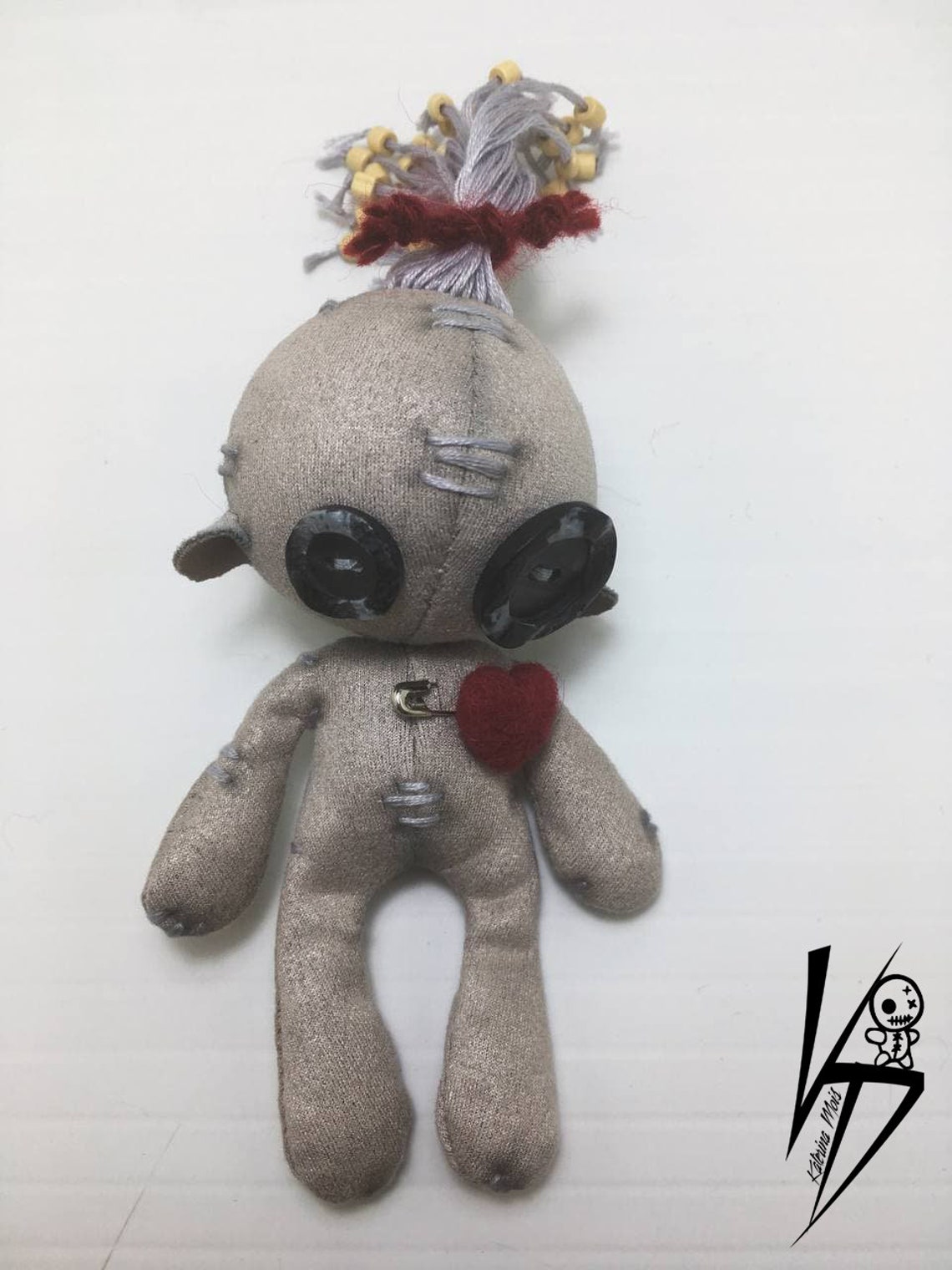Handmade soft gray mini voodoo doll Etsy