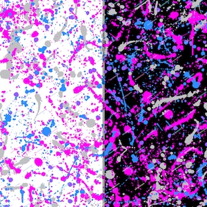 Rosa + Blau + Grau Farbe Splatter Seamless Digital Paper Background Pattern - Neon Paint Splatter Wallpaper - Sofortiger digitaler Download Dateien